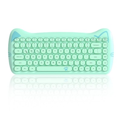 84 Key Cute Bluetooth Keyboard, Portable Thin Wireless Keyboard with Round Ke...