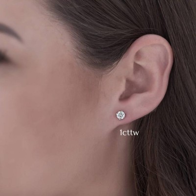 1 - 3 Ct T.W. Lab Grown Round Diamond Studs in 14k White, Yellow, or Rose Gold