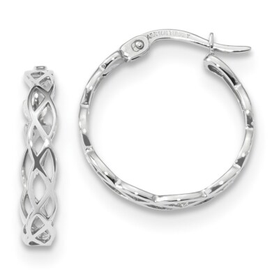 Pre-owned Superdealsforeverything Real 14kt White Gold Polished Intertwined Filigree Hoop Earrings