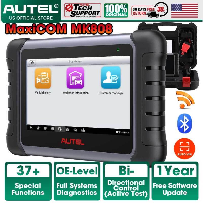 Autel Maxicom Mk808 Pro Car Obd2 Diagnostic Scanner Active Test Key Coding Tpms