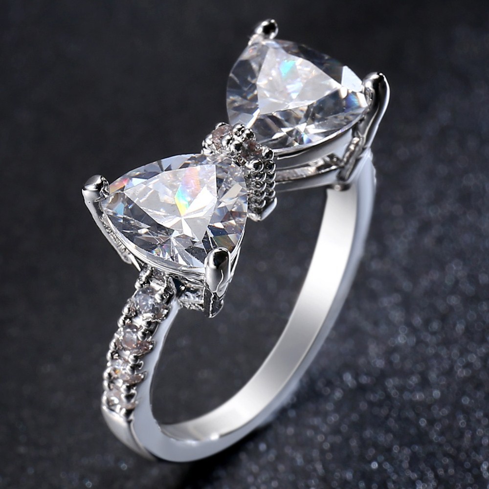 Womens Round Cut CZ Engagement Ring Set White Gold Filled Wedding Band Size 6-10