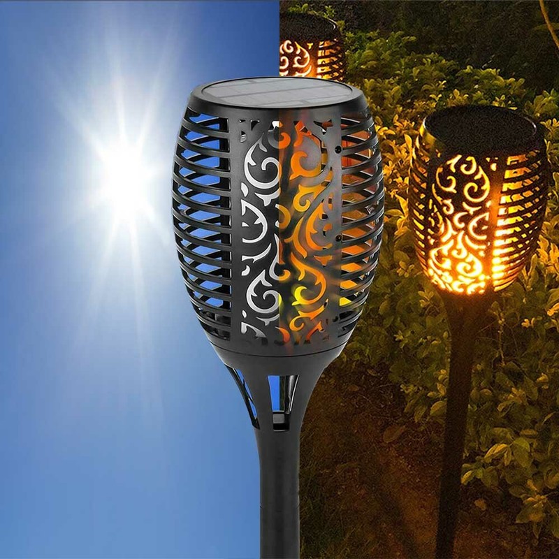 4x 96 LED Solar Lampe Flamme Fackel Flackernde Garten Außen Leuchte
