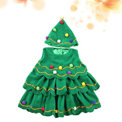  Children Stage Show Costumes Christmas Tree Hat and Dress for Kids Skirts