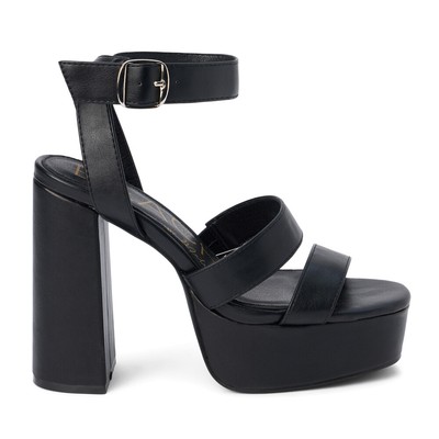 BEACH by Matisse Savage Ankle Strap Block Heels Platform  Womens Black Dress San