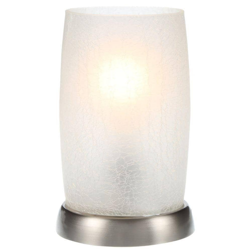8.5 In. Brushed Nickel Accent Lamp with Frosted Crackled Glass Shade