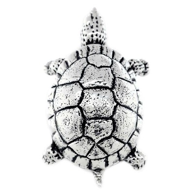 Pre-owned Silver 42mm Turtle Rope Ring With Black In Sterling