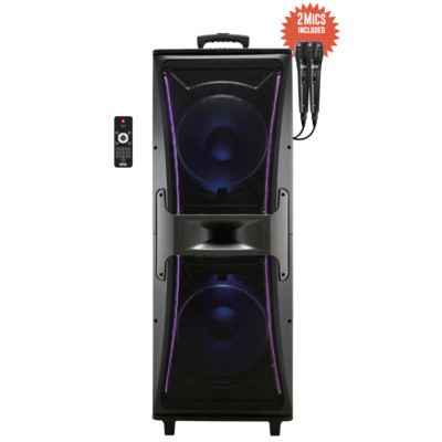 Dual 15''  Bluetooth Speaker System 18,000W with LED Party Lights 2 Mics - E-1510