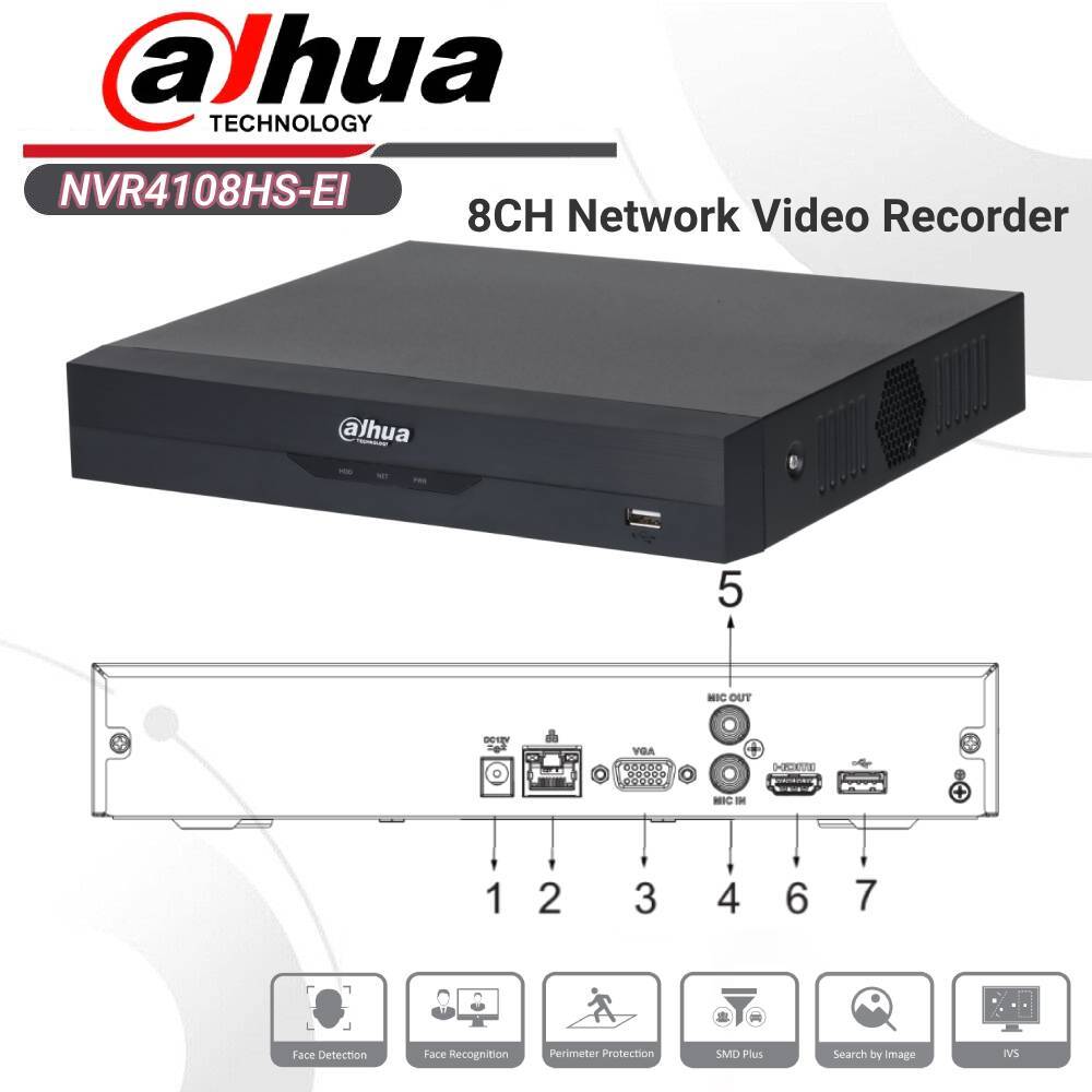 Dahua NVR4108HS-EI 8CH NVR 1U Network Video Recorder for Sec