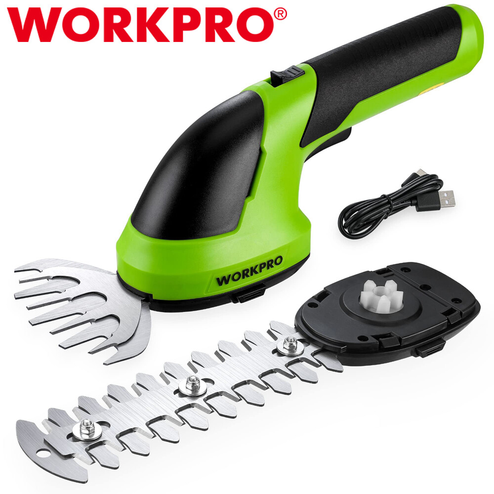 WORKPRO 2 in 1 Cordless Grass Shear & Shrubbery Trimmer - Handheld Hedge Trimmer