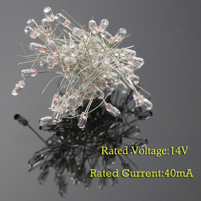 100pcs Clear 2.5mm 14V 40mA Miniature Grain of Wheat Bulbs Warm White New
