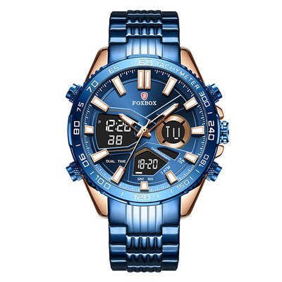 LIGE FOXBOX Men Quartz Watch Digital LED Wristwatch for Boys Male Steel Watches