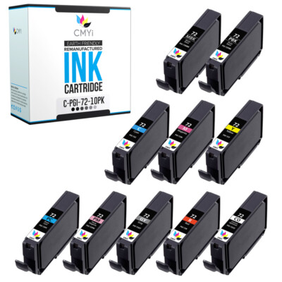 10-Pack Compatible Canon PGI-72  Ink Cartridges for Canon PIXMA PRO-10 Printer