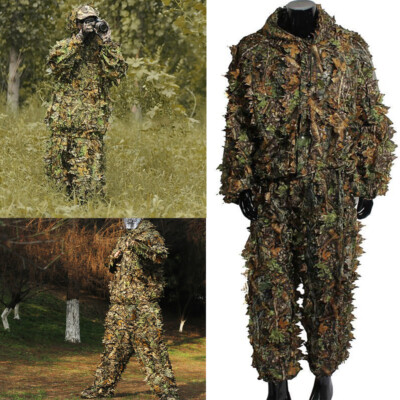 Military Hunting Quiet Woodland Spring Leafy 3d Camouflage Camo Ghillie Suit SET