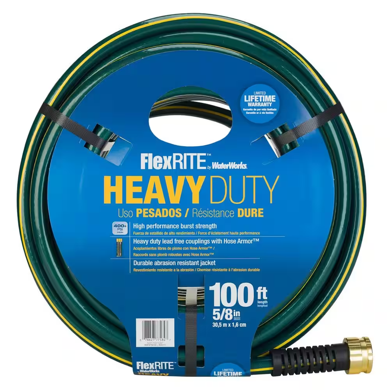 WATERWORKS Garden Water Hoses 5/8"-Dia x 100 ft. 400 PSI Watering Irrigation