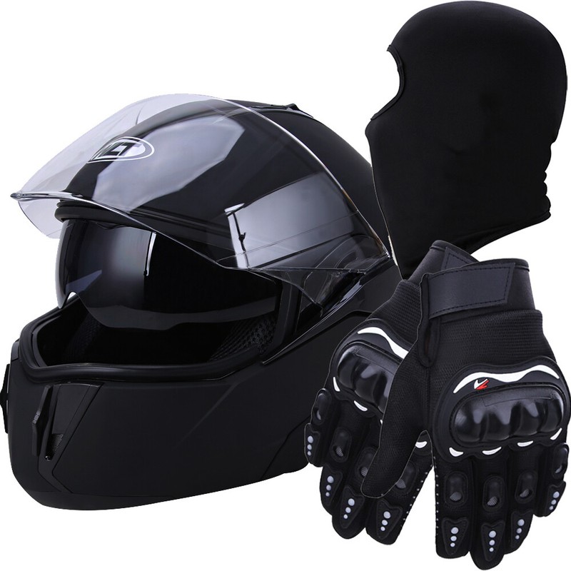 Flip up Modular Full Face Motorcycle Helmet Dual Men Women Visor Motocross DOT