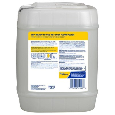 ZEP Wet-Look Floor Polish PH Neutral Unscented Slips/Scuffs Resistant 5-Gallon