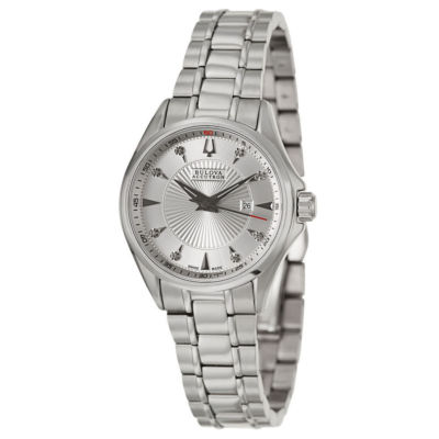 Pre-owned Bulova Accutron 63p106 Diamond Brussels Silver Tone Stainless Women's Watch $695