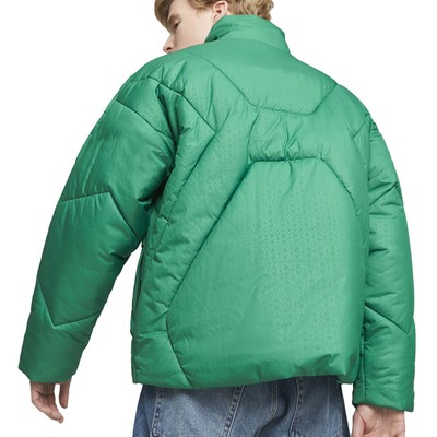 Pre-owned Puma Luxe Sport T7 Full Zip Bomber Jacket Womens Green Casual Athletic Outerwear