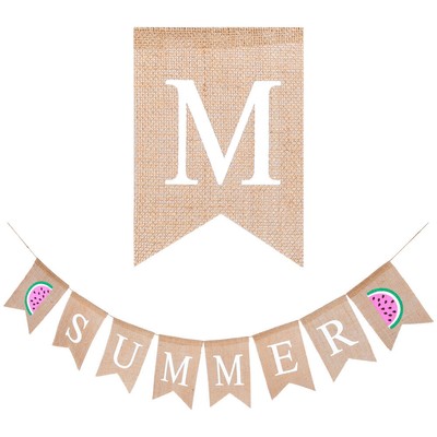  Summer Banner Watermelon Garland Wreath Sign Flag Hanging Colorful Party Decor
