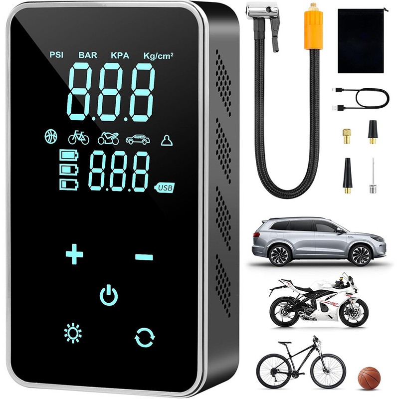 Kabellos Elektrische Luftpumpe Lcd Akku Auto Reifen Druckluft Fahrrad Kompressor