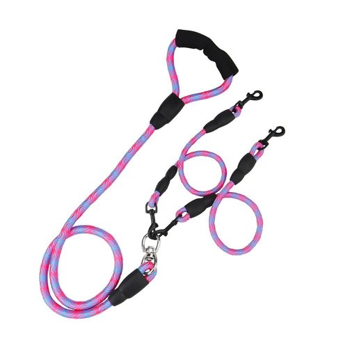 Double-headed Dog Leash Lead Rope Pet Braided Strong Nylon Soft Foam Handle