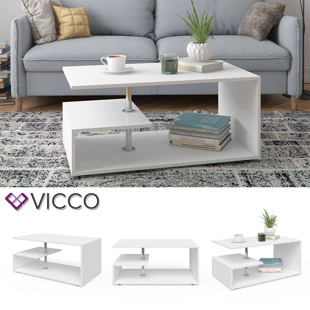 Vicco Coffee Table Guillermo Living Room Table White 91x52 Couch Table 4251421921924 EBay