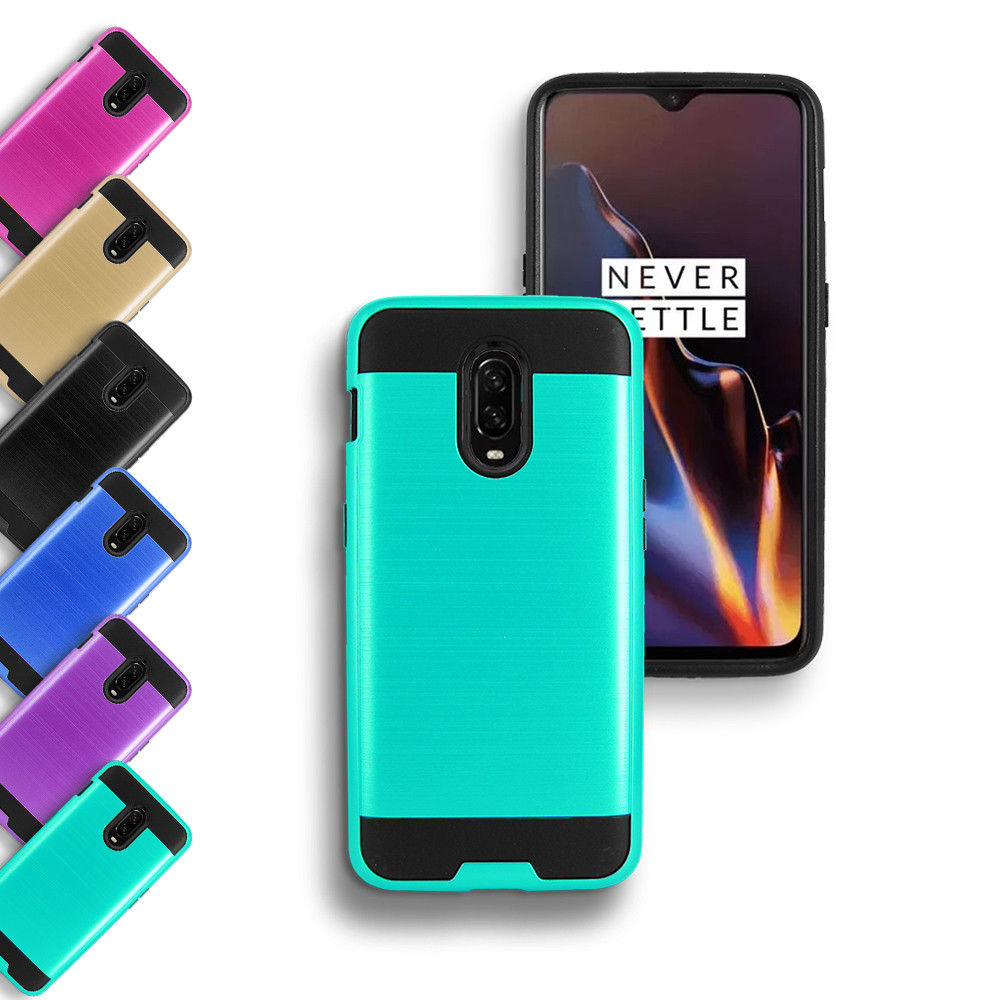 For T-Mobile OnePlus 6T Slim Hybrid Armor Dual Layer Cover Case