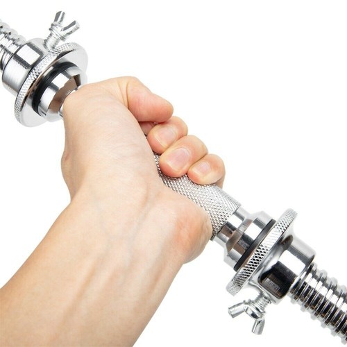 Dumbbell Bars Set Pair Handles Gym Weight Lifting Collars Metal Dumbell Chrome