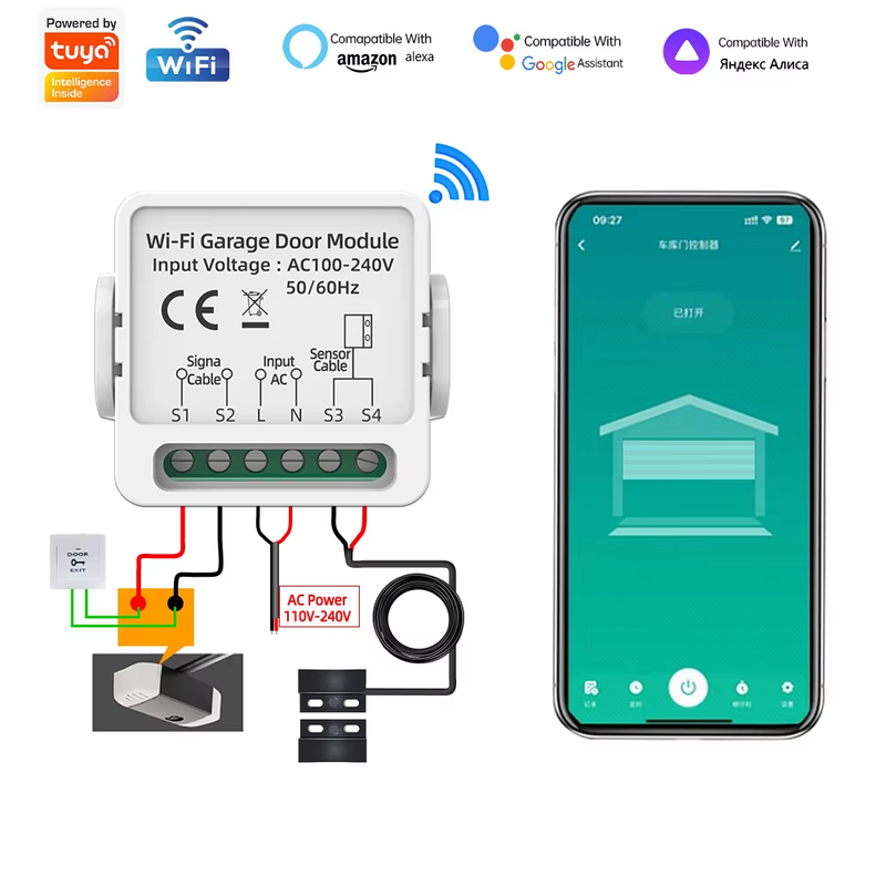 WiFi Sliding Gate Garage Door Motor Opener Remote Control Switch Tuya Smart Life