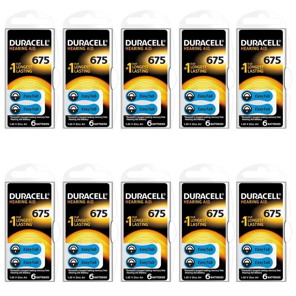 Confezione 60 Batterie Pile Duracell Activair 675 Pr44(Blu) - Protesi linq