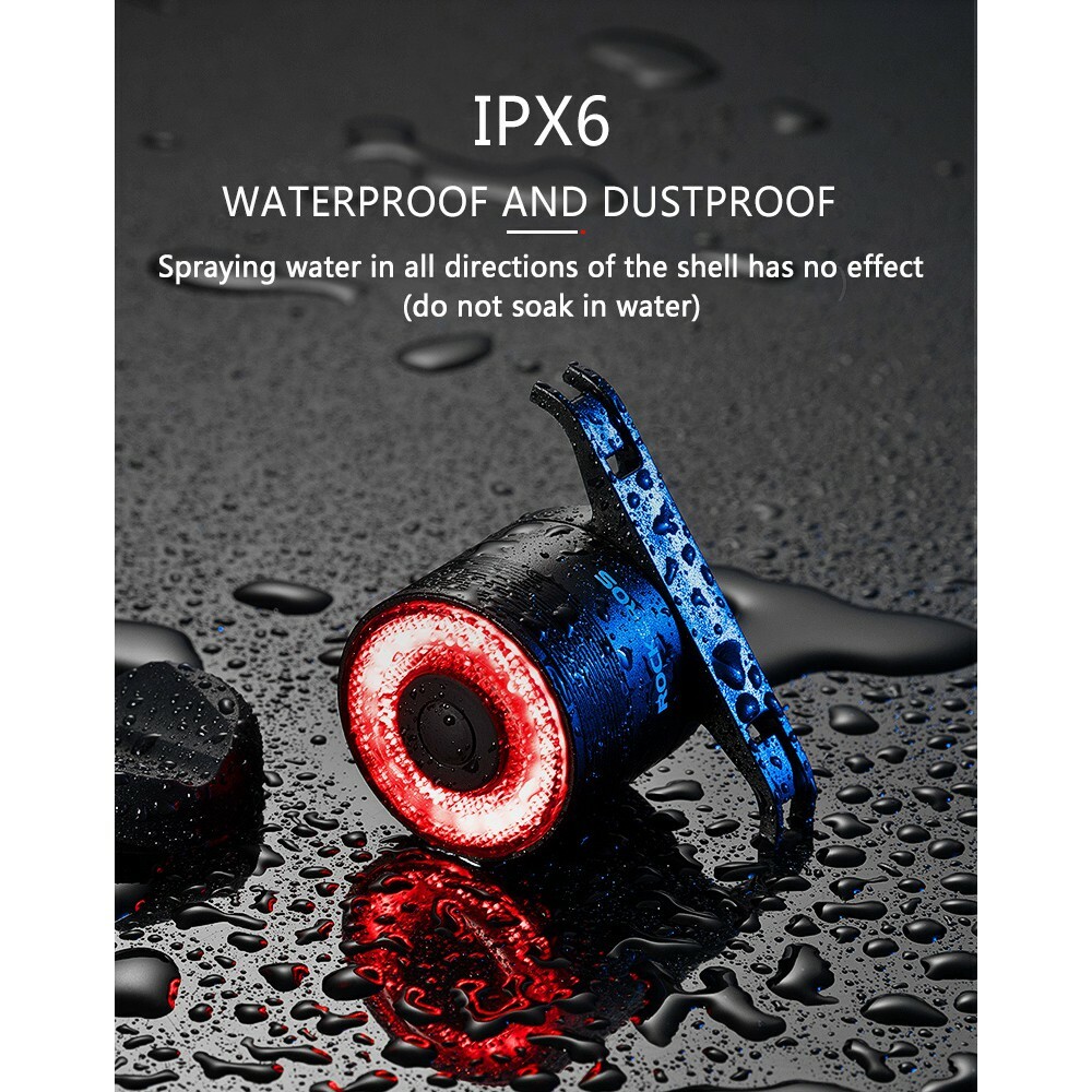 ROCKBROS Bike Tail Lights Smart Auto Brake Sensing Rear Light Waterproof 4 modes