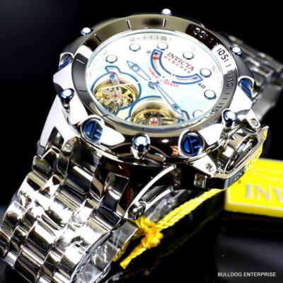 Pre-owned Invicta Reserve Venom Fusion Double Open Heart Automatic Steel Mop Watch