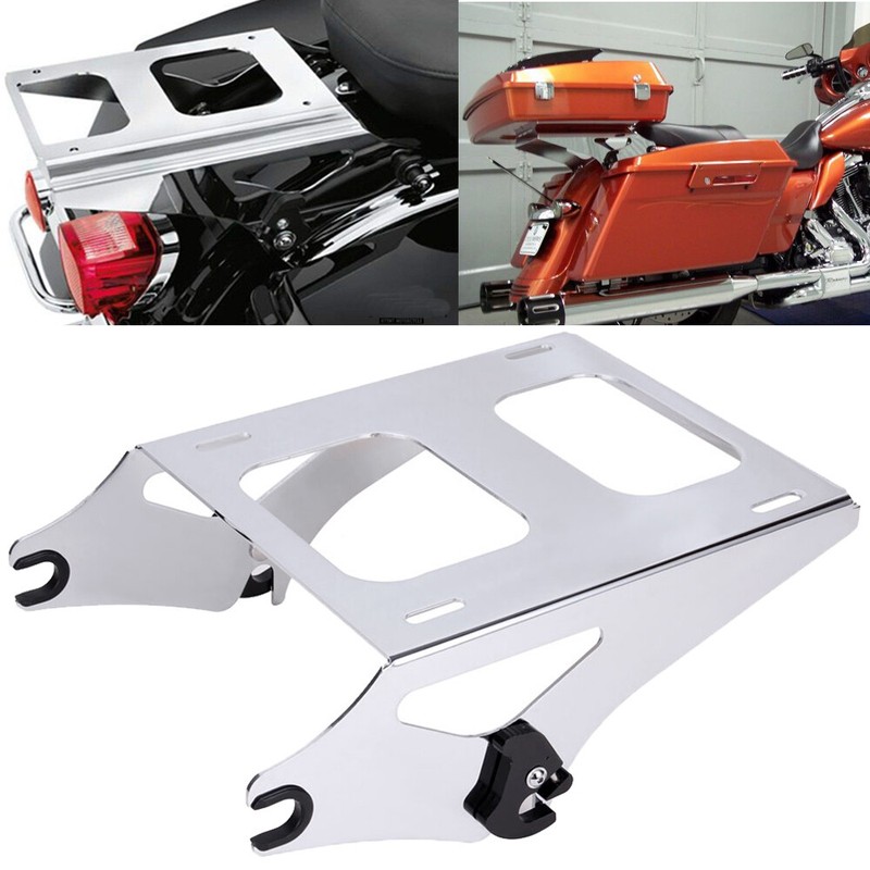 TCMT King Tour Trunk Backrest Pad & Luggage Rack Kit For Harley Touring 2014-2021 - Gloss Black ABS - View #2