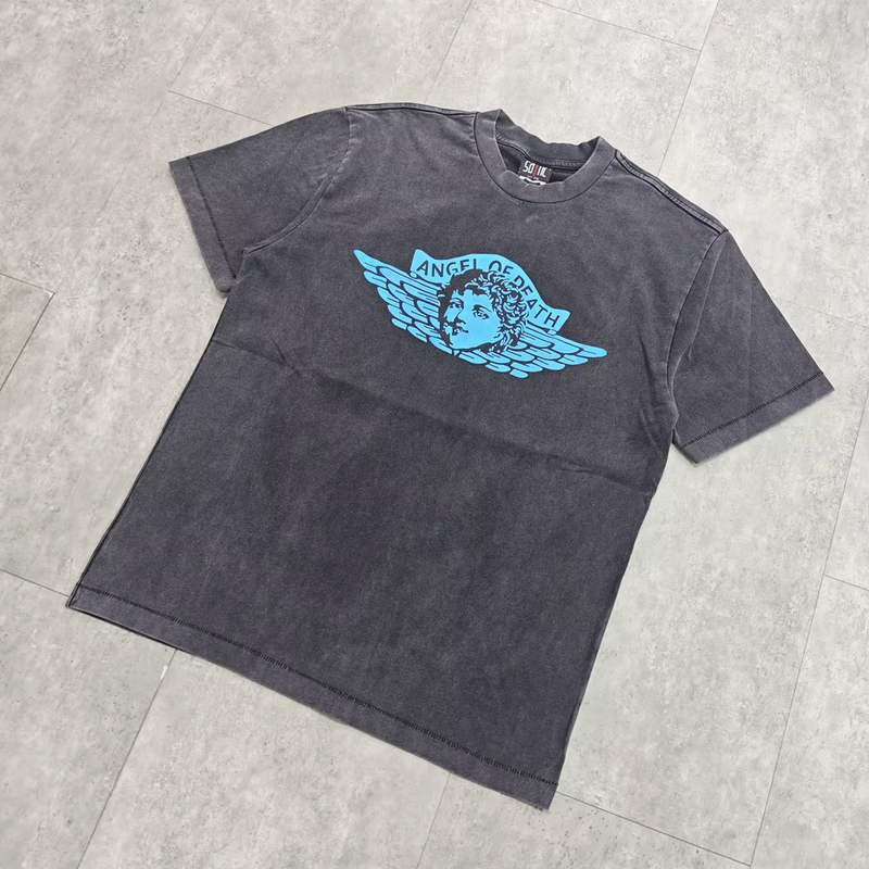 Saint of Michael Angel Of Death T-shirt Wash Black Mens Oversized
