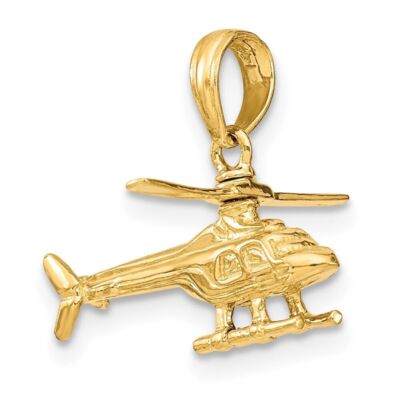 Pre-owned Diamond2deal 14k Yellow Gold 3-d Moveable Helicopter Pendant 2.04g