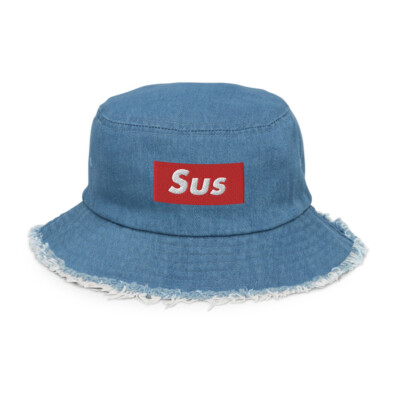 Imposter Suspect Among Us Distressed denim bucket hat
