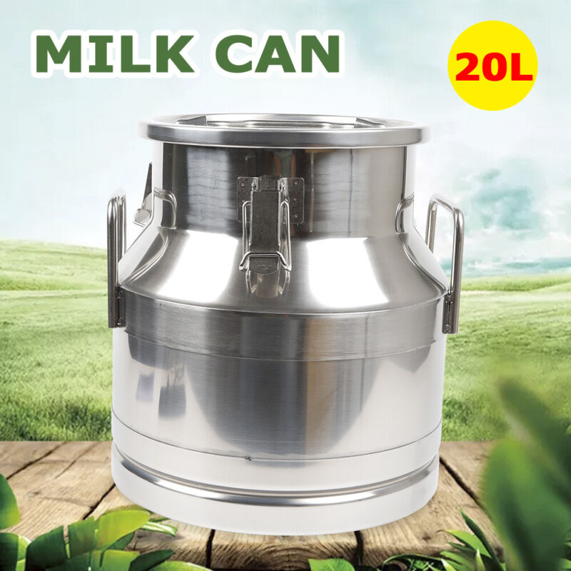 20 Liter 5.25 Gallon Stainless Steel Milk Can Wine Pail Bucket Tote Jug NEW!