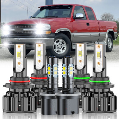 6000K Combo LED Headlight Fog Bulbs For GMC Sierra 1500 2500HD 3500 2002-2006