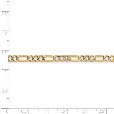 Pre-owned Superdealsforeverything Real 14kt 3.9mm Semi-solid Pavï¿½ Figaro Chain Bracelet; 8 Inch, Lobster Clasp In Two-tone