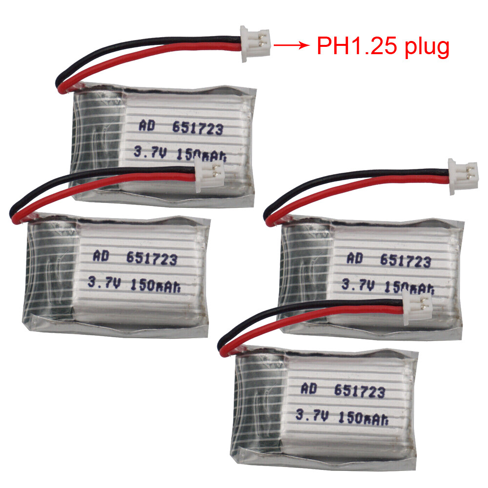 4pcs 3.7V 20C 150mAh PH1.25mm Li Po battery 651723 For H20 H