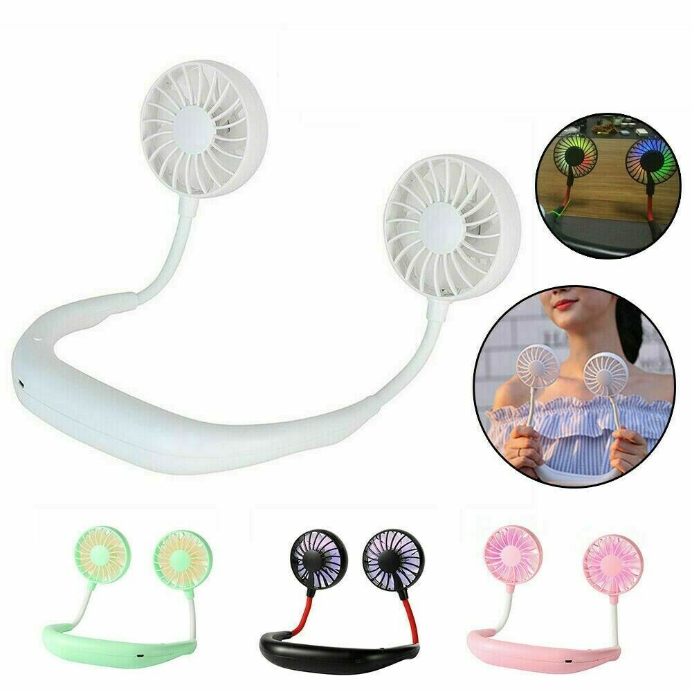 Mini Ventilatore Ricaricabile Portatile Da Collo Sport Ufficio Casa Auto Rgb cir
