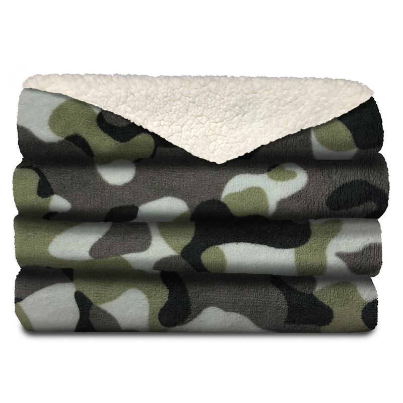 Heated Electric Throw Blanket, Cozy Sherpa, Camouflage, 50