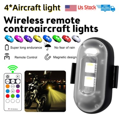 4x 8-Color Universal LED Anti Collision Warning Lamp Signal Light Strobe Light