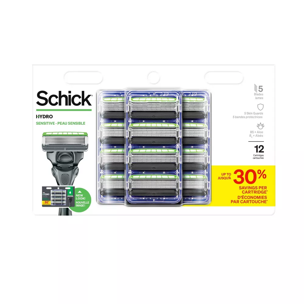 Schick Hydro 5 SENSITIVE Refill Razor Blade, 12 Cartridges - BLISTER PACK