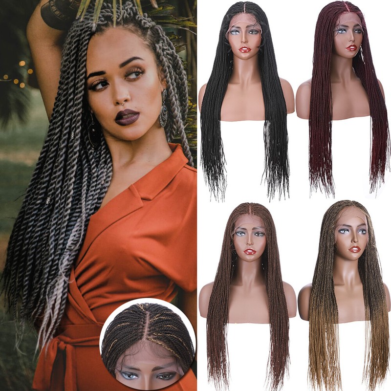 HOT Long Braided Box Micro Twist Braids Wig Natural as Human Hair Hair Hand-made