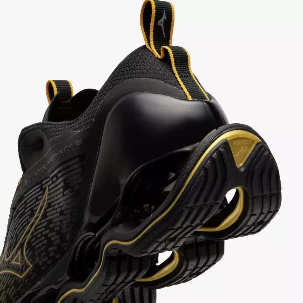 Pre-owned Mizuno Wave Prophecy 13 Black Gold Width 2e J1gc2451 32 Men's Size