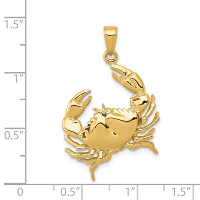 Pre-owned Superdealsforeverything Real 14kt Yellow Gold Stone Crab With Claw Extended Pendant