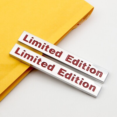 2Pcs Chrome Red Metal Limited Edition Emblem Luxury Car Trunk Badge 3D SUV Logo