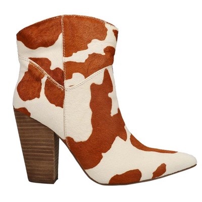 Dingo Mane Tamer Cow Print Snip Toe Cowboy Boots Womens Beige, Brown Casual Bo