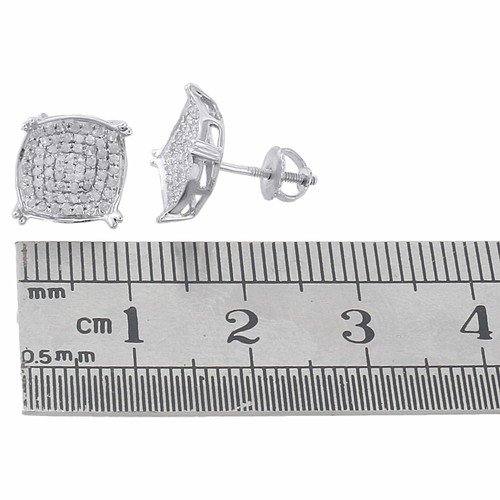 Pre-owned Jfl Diamonds & Timepieces 10k White Gold Round Diamond Pave Studs 0.50 Ct. Double Prong Earrings 10.50 Mm